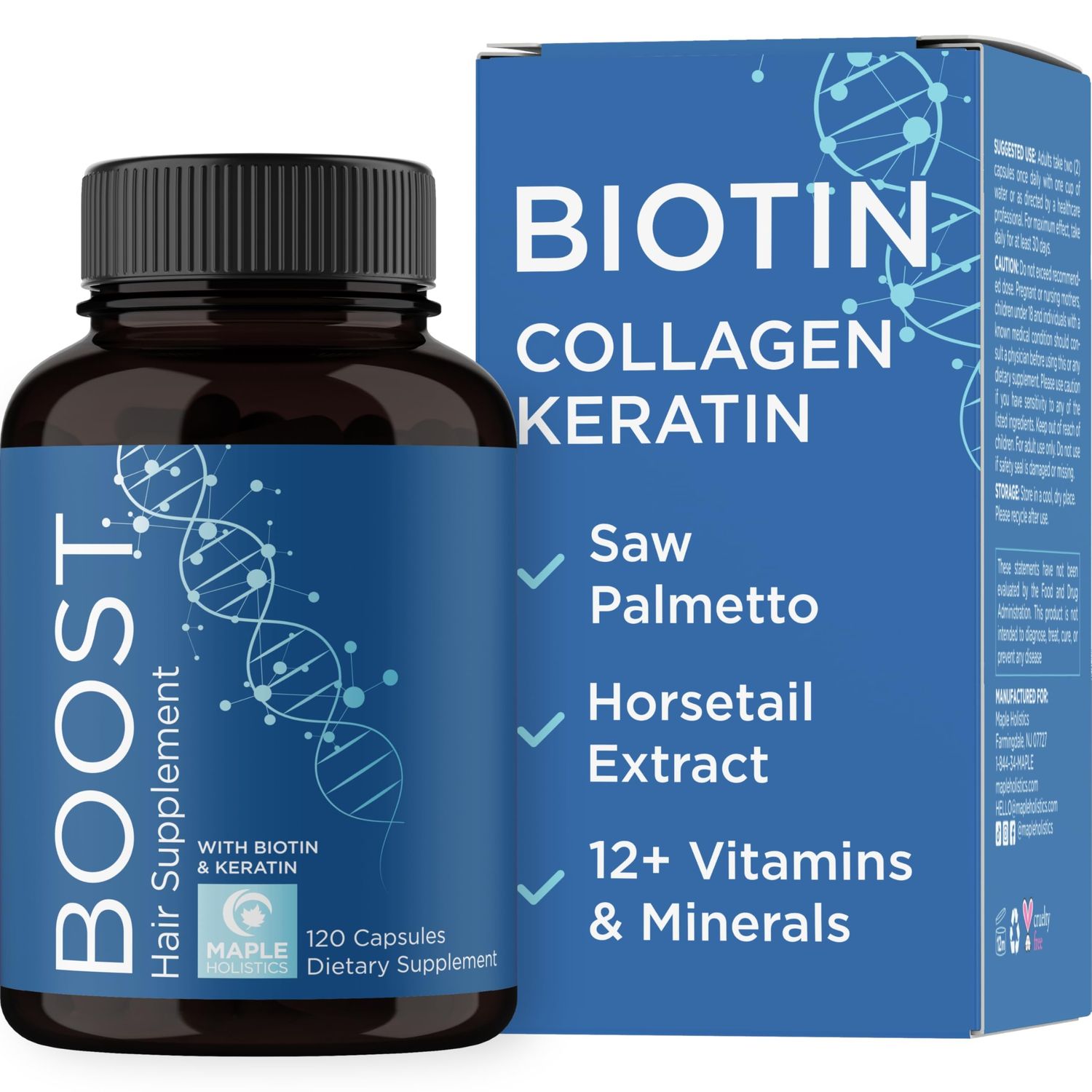 Biotin and Collagen Supplement for Women Men - Hair Growth Supplement with Saw Palmetto Horsetail Biotin Collagen Keratin and More DHT Blocker Hair Growth Vitamins for Women Men (2 Months)