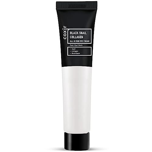 coxir BLACK SNAIL COLLAGEN ALL IN ONE EYE CREAM for eye, neck and face Black-3-Complex: Black Rice, Collagen Paraben Free, Cruelty Free, Good for Christmas Stocking Stuffers 30ml1.01 fl.oz