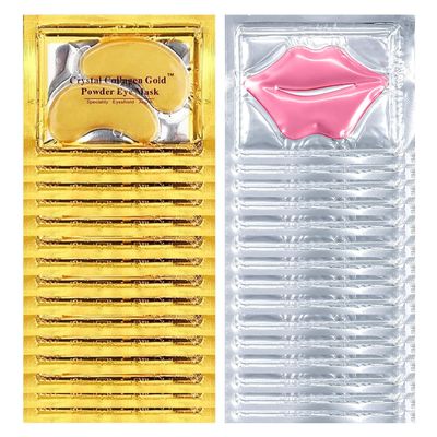 TEIHWAL 30 PCS Lip Mask Eye Mask Set Moisturizing Lip Mask for Dry Lips, 24K Gold Eye Patches for Puffy Eyes and Dark Circles