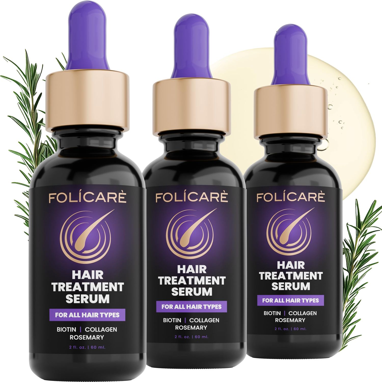 Thickening Hair Serum for Women Men (3Pack) - Biotin Collagen Rosemary Scalp Serum for Hair Density Hydrating, Densifying Oil, Suero Para el Cabello