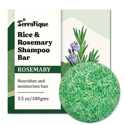 Terrafique Rice Water Shampoo Bar - Rosemary Shampoo Bar for Hair Growth - Contains Shea Butter, Coconut - For Thinning Hair - 3.5 Oz - Pack of 1