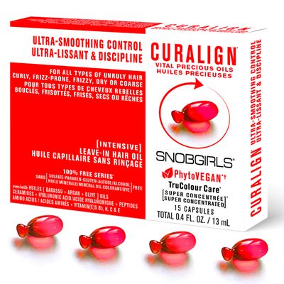 SNOBGIRLS CURALIGN Leave-In Hair Oil for Ultra Smoothing Control for All Types of Unruly Hair; Curly, Frizz-Prone, Frizzy, Dry or Coarse with Argan Oil, Hyaluronic Acid, Ceramides, Peptides Vitamins