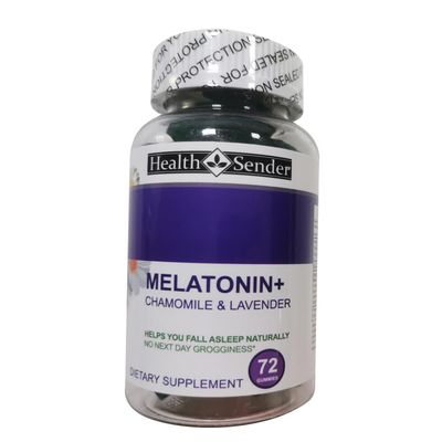 HealthSender MELATONIN Chamomile Lavender Hellp Fall a Sleep Natural, No Next Day Grogginess, Natural Flavor, 72 Gummies