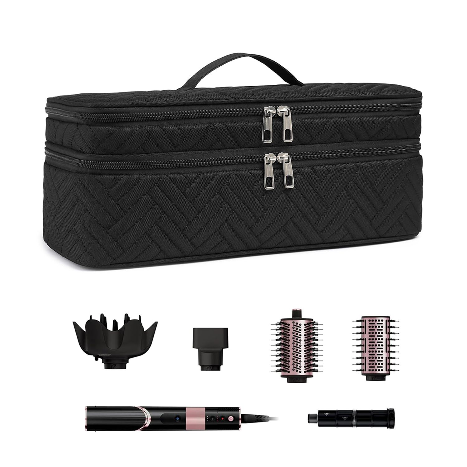 ARLMEGOR Double-Layer Carrying Case Apply to Revlon One-Step Hair Dryer, Travel Bag for Hair VolumizerStyler,Water Resistant Storage Organizer Box,Compatible with FlexStyle Attachment (Bag Only)