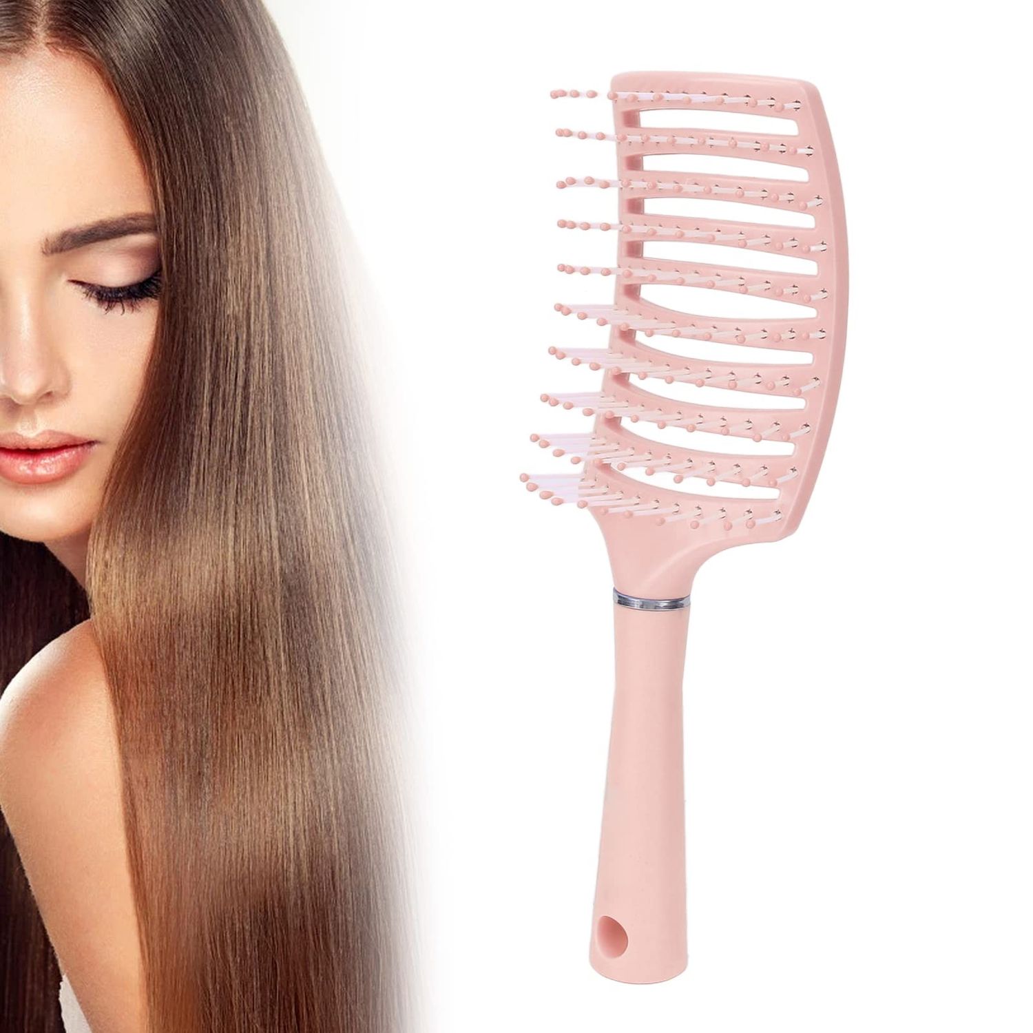 Dioche Detangling Hair Brush, Vented Paddle Hair Brush, Professional Men Women Hair Brush, Styling Tool for Thick Straight Hair, Curved Vented Styling Hair Brush ()