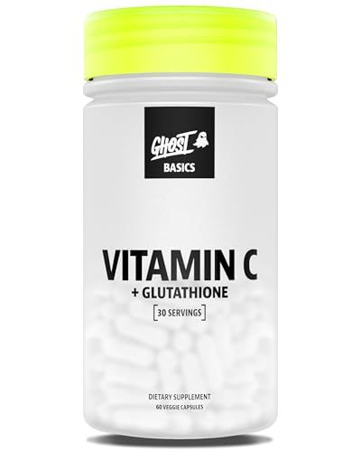 GHOST Basics Vitamin C Glutathione Supplement for Men Women - 500MG PureWay-C, 250MG L-Glutathione for Immune Health Support, Detox Cleanse - Vegan, Soy-Free Gluten-Free - 60 Veggie Capsules