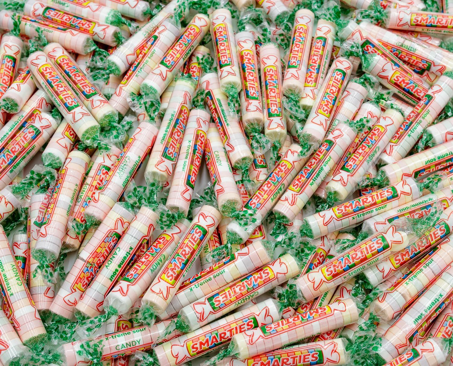 SMARTIES X-TREME SOUR Candy Rolls 1 lb - Bulk Hard Candies Bag, Assorted Flavors, Gluten Free, Vegan Friendly, Individually Wrapped (60 Pieces)
