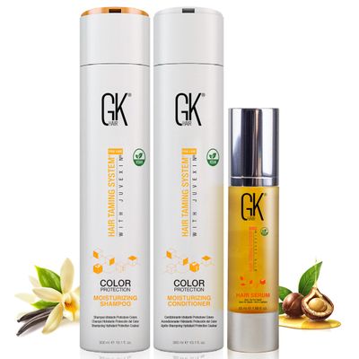 GK HAIR Hydrating Moisturizing Shampoo and Conditioner Set (10.1 Fl Oz) Global Keratin Anti Frizz Serum Dry Damaged Repair Argan Oil (1.69 Fl Oz) All Hair Types Sulfate Paraben Free Unisex