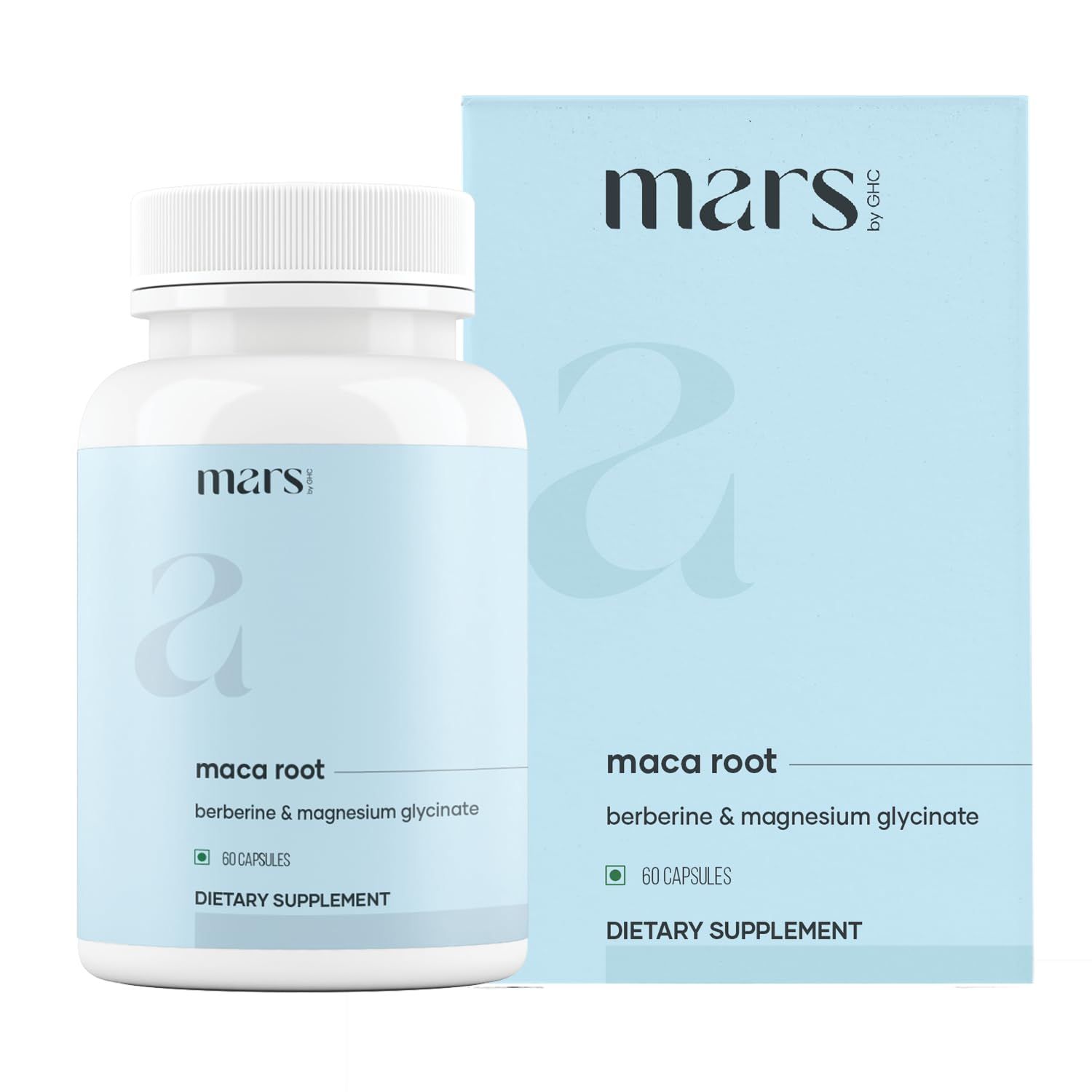 mars by GHC Maca Root Capsules with Ginseng, Magnesium Berberine Supports Vitality Overall Well-Being 60 Capsules Pack of 1