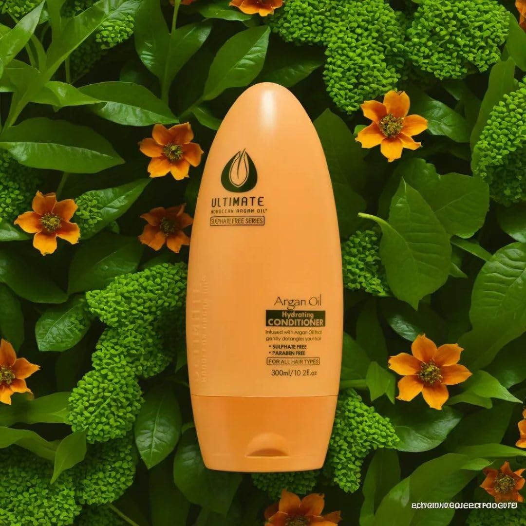ULTIMATE Moroccan Argan Oil Hydrating Conditioner - 300 ml - Sulfate Free Argan Oil Conditioner - Safe for Color Treated Hair with Vitamin E, Carotene and Essential Fatty Acids