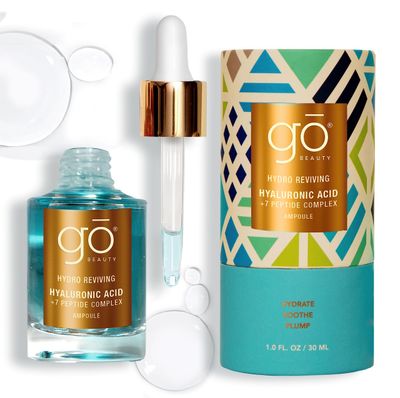 Go Beauty Daily Hydrating Serum with Triple Hyaluronic Acid Hydrating, Hydrolyzed Collagen, Vitamin B5, Panthenol 7 Peptide Complex for Dry, Dull, Aging Skin - Hydro Reviving, 1 fl. oz.
