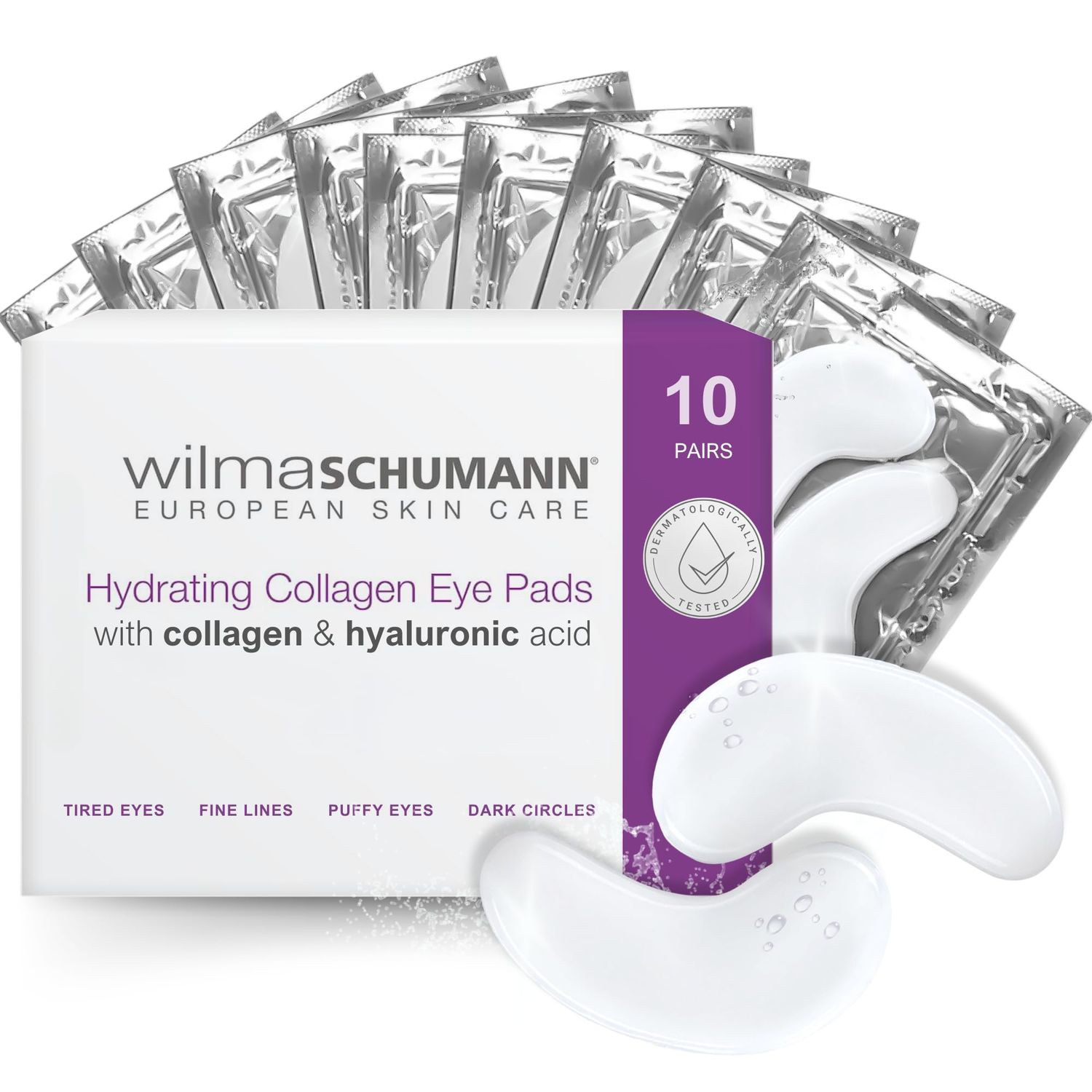 WILMA SCHUMANN Collagen Under Eye Patches, Dark Circle Wrinkles Under Eye Mask, Pack of 10