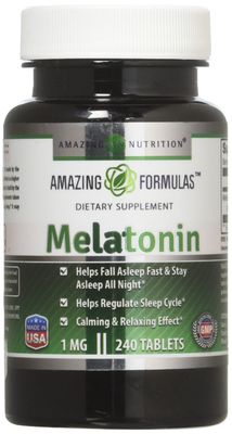 Amazing Formulas Melatonin 1 Mg Tablets (Non GMO,Gluten Free) - Best Choice of Natural Sleep Aid Supplement - Promotes Calming and Relaxing Effect - 240 Tablets - Suitable for Vegetarian