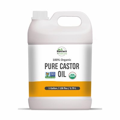 Retract to Nature Organic Pure Castor Oil (1 Gallon) Cold Pressed, Hexane Free, Eyelash and Eybrow Growth Serum, Hair and Skin Moisturizer