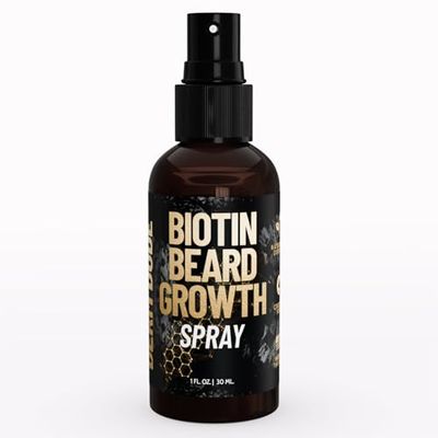 Derm Dude Biotin Beard Growth Spray for Men Formulated with Biotin Bamboo Extract for Hair Growth Promotes Thicker Fuller Beard For Stronger Healthier Beard Growth, Non-Greasy Grooming- 1 oz