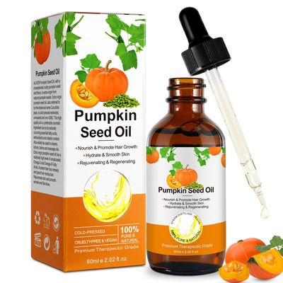 Pumpkin Seed Oil 2 Fl Oz - 100 Pure Cold Pressed Pumpkin Oil for Hair Growth, Skin Hydration Scalp Care - Rich in Fatty Acids Vitamins for Face, Body Nails - Nourishing Carrier Oil