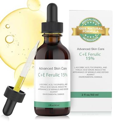 Vitamin C Face Serum with Vitamin E and Ferulic Acid CE Ferulic 15 with Hyaluronic Acid (Compare to Skin Ceut.) 2oz, Anti Aging and Wrinkle Serum for Face
