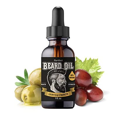 Made In USA Beard Oil 100 Natural Growth Strength Non-Greasy Fast Absorbing 30ml 1fl oz - PURIFECT