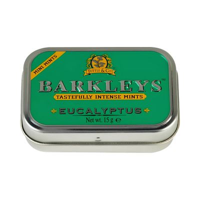 Barkleys Eucalyptus Breath Mini Mints - Strong Eucalyptus Flavor Cool Mint Candy For Party, After Dinner, Wedding, Every Day Use-Vegan Breath Mints In Reusable Classic Mini Travel Tins - 15gr, 1-pack