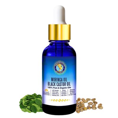 Nefertiti&#39;s Secrets Natural Moringa Black Castor Oil 100 Pure Oil Revitalize Hair Scalp Strengthen Thicken Hair Scalp Hair Therapy 2 Oz 60 mL