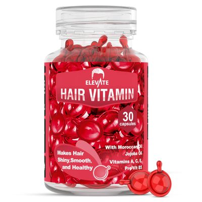ELEVATE Hair Treatment Serum Oil Capsules - Conditioning Repair Moisturizing Formula with Argan Jojoba Oils Vitamins A C E Pro Vitamin B5 Healthier Smooth Silky Thicker for Softness Shine