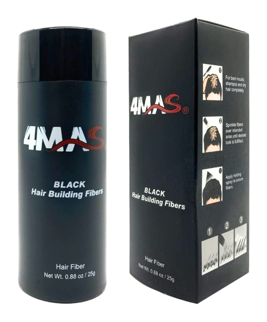 4MAS Hair Building Fibers Line filling or Thinning Hair Thicker Hair Look 9 Shades for Men Women 25g