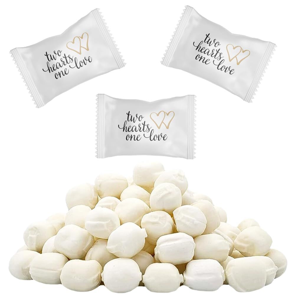 Fruidles Two Hearts One Love Wedding Buttermints, Mint Candies, After Dinner Mints, Butter Mint Candy, Fat-Free, Individually Wrapped (55 Pieces)
