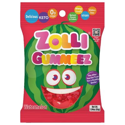 Zolli Gummies Watermelon - Delicious Zero Sugar, Allergy-Free, KETO, Vegan Clean Teeth Candy - 1.94oz for a Refreshing and Dental-Friendly Snacking Experience