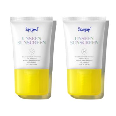 Supergoop! Unseen Sunscreen - SPF 40 - Invisible, Broad Spectrum Face Sunscreen Makeup-Gripping Primer - Weightless, Scentless, Oil Free - For All Skin Types Skin Tones - 0.5 fl oz - Pack of 2