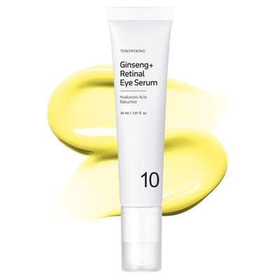 TOSOWOONG Ginseng Plus Retinal Eye Serum with Retinal Niacinamide Bakuchiol Correction for Puffy Eye Bags Fine Lines Dark Circles Wrinkles, Korean Skin Care, 30ml, 1.01 fl.oz.
