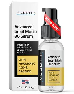 YEOUTH Snail Mucin Serum for Face, Hydrating Advanced Snail 96 Mucin Power Essence, Face Serum with Hyaluronic Acid, Lightweight, Fast-Absorbing Non-Sticky 1oz