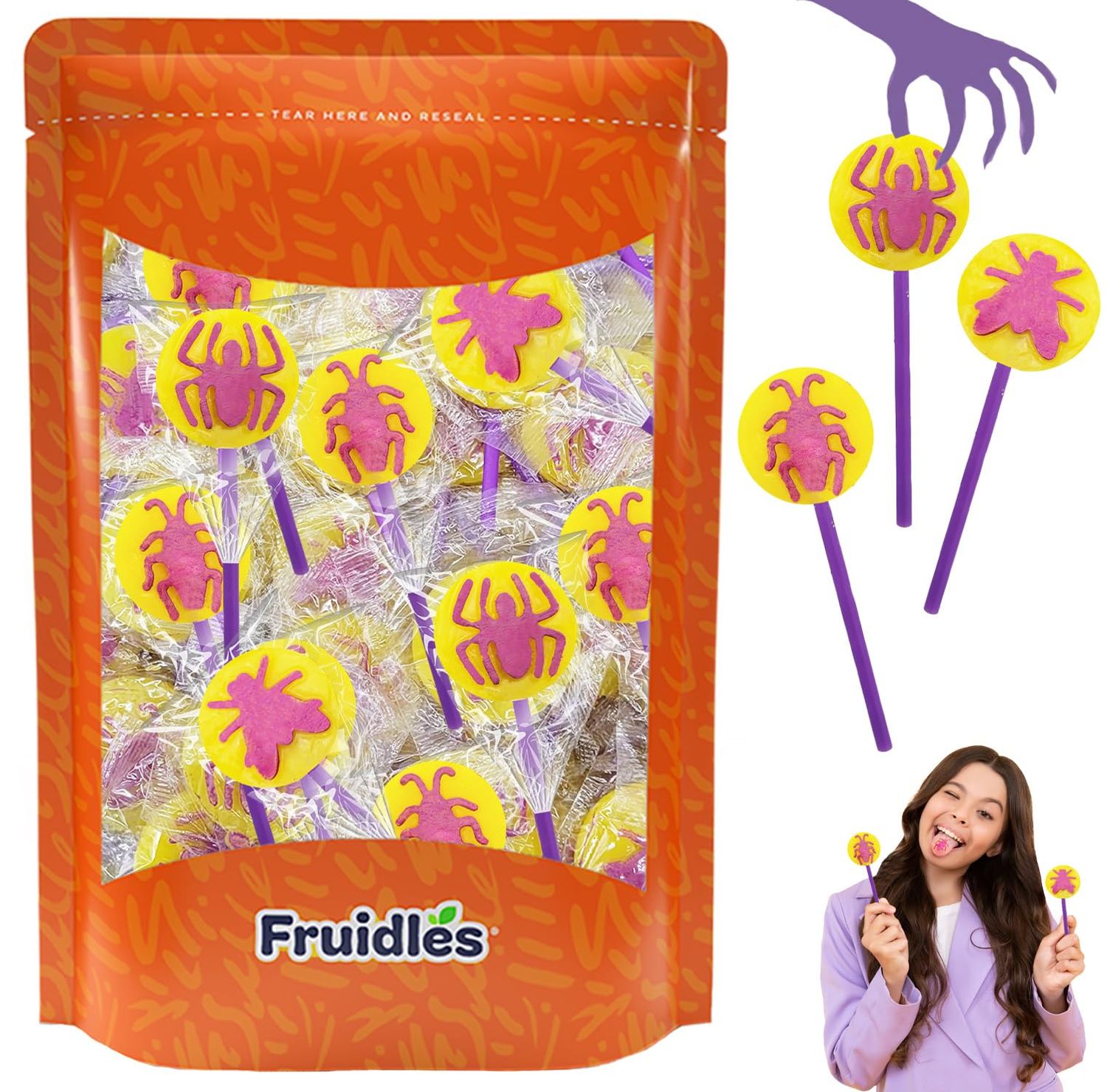Fruidles Insects Tattoo Lollipop Suckers Candy, Great for Goody Party Bag Fillers, Individually Wrapped (1 Pound)