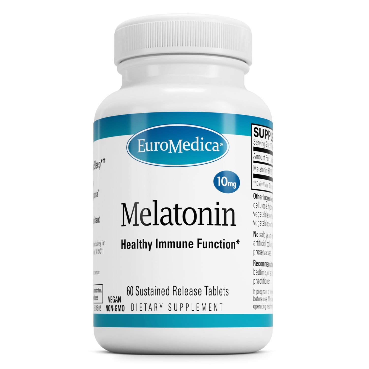 Euromedica Melatonin - Sleep Support Supplement with Antioxidants - Gluten-Free Supplement for Healthy Sleep - Dietary Supplement to Aid Healthy Aging Immune Health - 60 Sustained Release Tablets