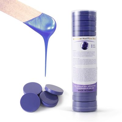 Professional Hard Wax Kit for Hair Removal - 1.1lb Pre-Formed Wax Discs, Low-Melt Formula, Full Body Use - Face, Bikini, Legs - with Applicators for Men Women (Lavender)