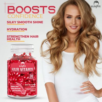 ELEVATE Hair Treatment Serum Oil Capsules - Conditioning Repair Moisturizing Formula with Argan Jojoba Oils Vitamins A C E Pro Vitamin B5 Healthier Smooth Silky Thicker for Softness Shine