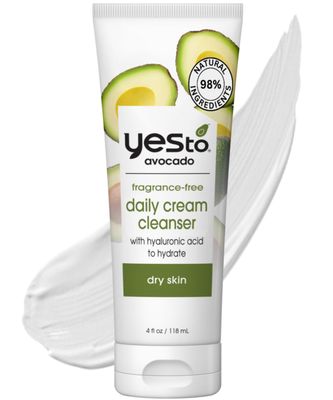 Yes To Avocado Fragrance Free Daily Cream Cleanser, Hydrating Face Wash That Removes Makeup Impurities Leaving Skin Moisturized With Hyaluronic Acid Glycerin, Natural Vegan Cruelty Free, 4 Fl Oz