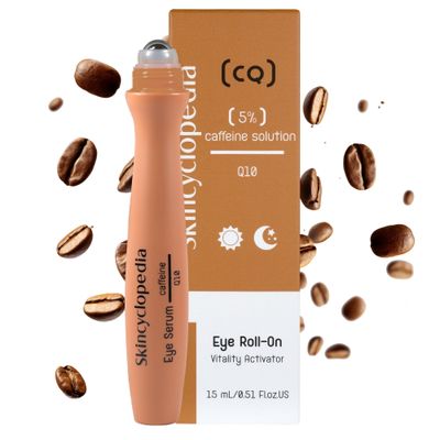 Skincyclopedia Under Eye Roll-On with Caffeine Q10, Cooling Roller, Energizing Serum for Dark Circles Under Eye Dark Spots, Puffiness Bags, Fine Lines Wrinkles, Deep Hydration Activator.