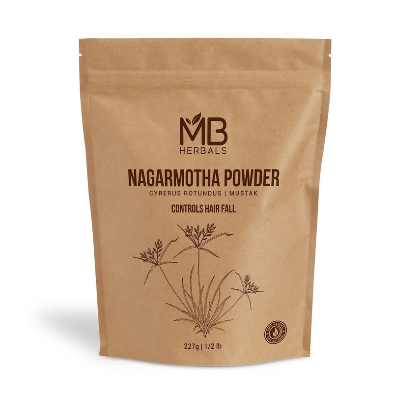 MB Herbals Nagarmotha Powder 227 Gram Half Pound Cyperus rotundus Nut Grass Mustha Shacao Hair Care Hair Growth Prevents Split Ends