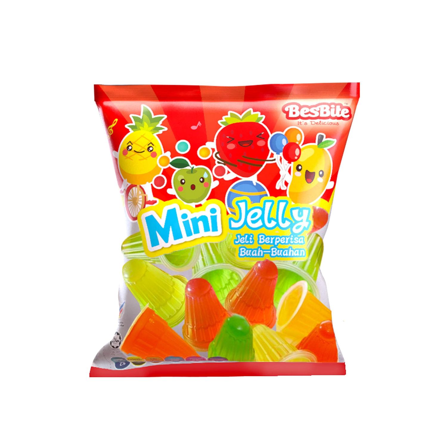 Mini Fruit Jelly Candy - Assorted Jelly Cups and Jelly Fruit - Fun TikTok Trend Snack for Kids and Adults, Party Treats, Viral Candy, Vegan, Gluten-Free Gummy Candies (228 gramm (pack of 6))