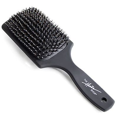 Black Brush by The Hair Shop - Nylon and Boar Bristles for Scalp Massage, Detangling, Shine and Hair Growth, Safe for All Hair Types, Extensions Wigs