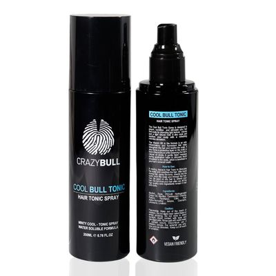 CrazyBull Hair Tonic for Men - Cooling Hair Growth Spray with Castor Oil Menthol - Hydrating Anti Frizz Heat Protection Spray for Oily Dry Scalp - Cool Bull Ingrown Hair Treatment - Minty Scent