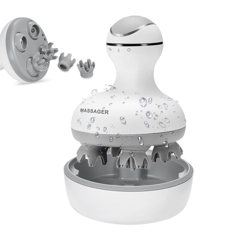 VGU Rechargeable Scalp Massager with Multi-Node Design, Promotes Hair Growth, Relieves Stress, Waterproof, Portable Handheld Head Massager