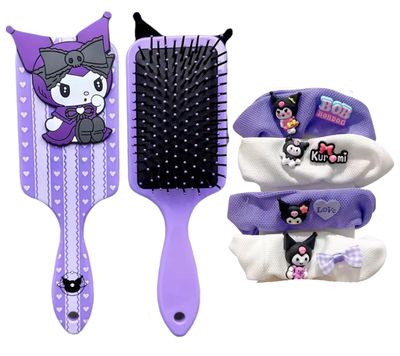 Cute Hair Brush, Cartoon Hair Brushes 4 Scrunchies, Ultra Soft Detangling Hair Brush, Detangling Wet and Dry Brush for All Hair Types For Girls and Boys (Set)