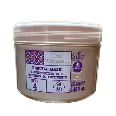 SILKY Technobasic pH Regulating Rebuild Mask - Fragrant Hair Mask for Damaged Hair - Deep Conditioning Hair Mask for Rich Soft Texture STEP 4 REBUILD MASK - REGENERATING MASK 250ml8.45oz, Beige