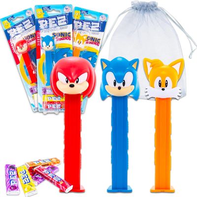 Sonic the Hedgehog PEZ Dispensers 4 Pack - Bundle with 3 Candy Dispensers Featuring Sonic, Tails, Knuckles and Refill Pack, More PEZ Candy Dispenser Refills