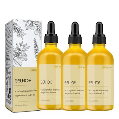 YG LianKai 3Pcs Veganic Natural Hair Growth Oil with Organic Rosemary, Castor and Olive Oil, for Dry Damaged Thin Hair (180ml)