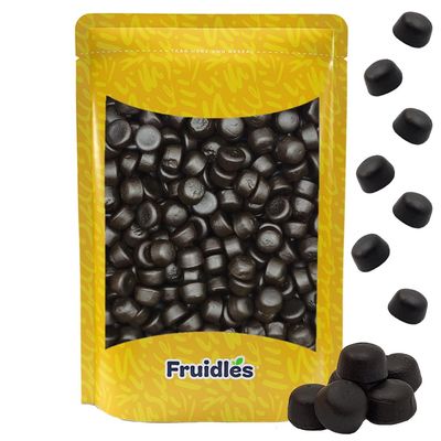 Fruidles Black Licorice Drops, Dutch Gummies, Deliciously Sweet And Soft Candy, Great For Parties, Non-GMO (4.4 Pounds)