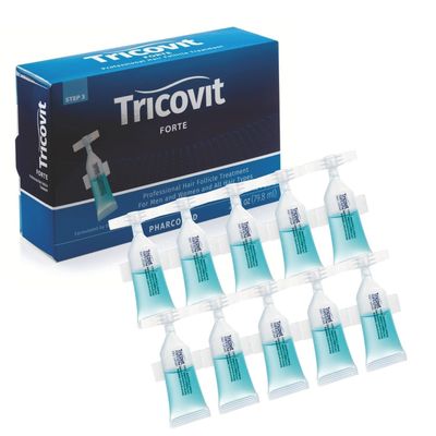 Tricovit Forte Hair Loss Treatment - Hair Growth Products for Women Men Developed by Dermatologists - DHT Blocker Sebum Regulator for Strengthening Follicles Balancing Scalp (10 Ampoules)