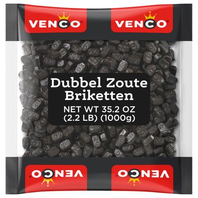 Venco Dutch Double Salt Brick Licorice - D.Z. Briketten Black Licorice Candy, Small Salted Liquorice Candies, Original Dutch Licorice - Candy Bulk for Sharing or Storing, 2.2 lbs Bag