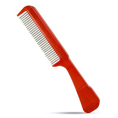 The Hair Doctor Handle Comb with Silky Smooth Rotating Teeth Reduces Breakage and Loss (30 Stainless Teeth, Red)
